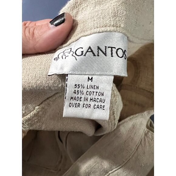 Gantos Linen Blend Drawstring  Shorts Medium Pockets lagenlook beachy boho resor - Picture 4 of 9